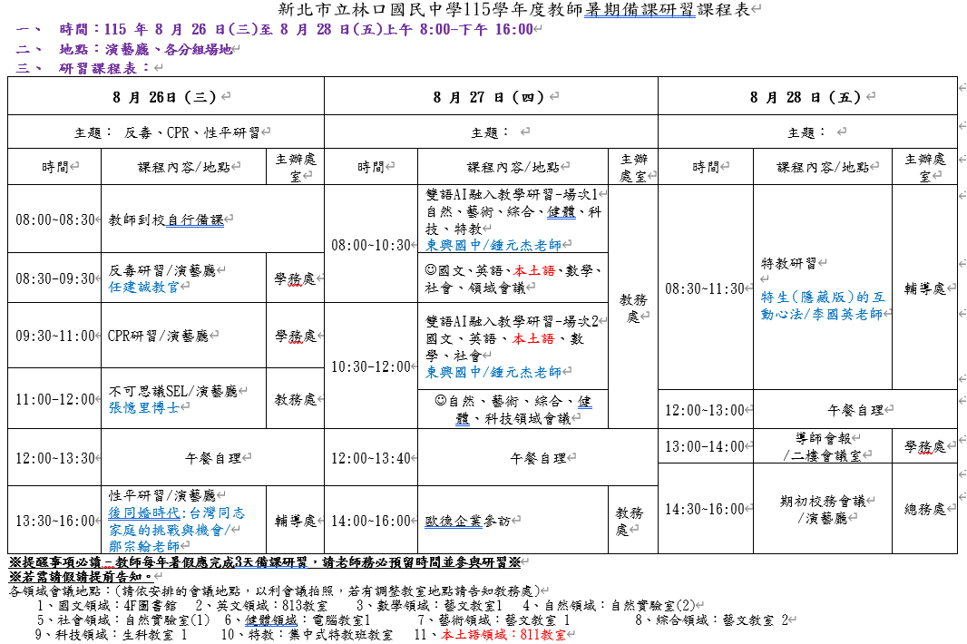 115學年度教師暑期備課研習